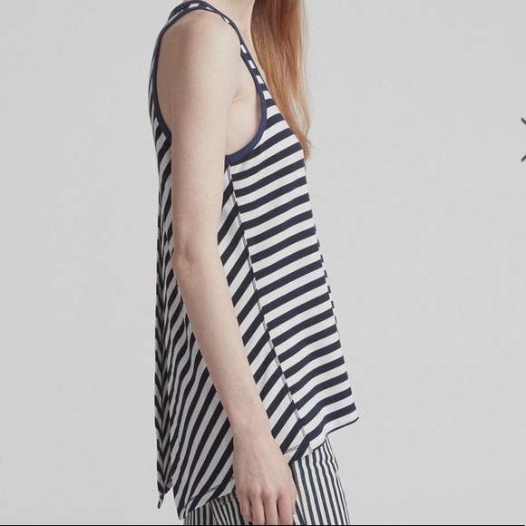 Rag & Bone Split Back Striped Tank Kat Blue & White XS - Picture 2 of 8